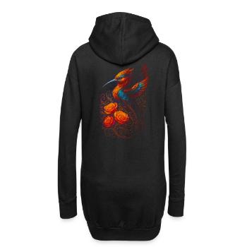 Feuriger Papagei mit Rosenmotiven - Hoodie-Kleid - Schwarz - Hinten
