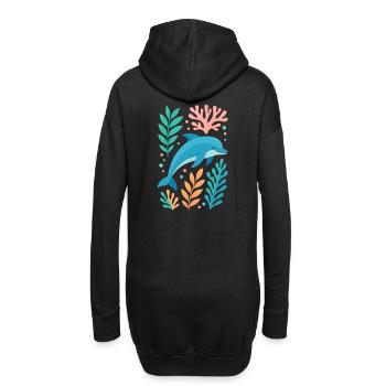 Rêve de dauphin dans la mer de Corail - Sweat-shirt à capuche long Femme - noir - Dos