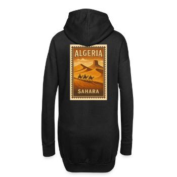 Saharan caravan on vintage stamp - Hoodie Dress - black - Back