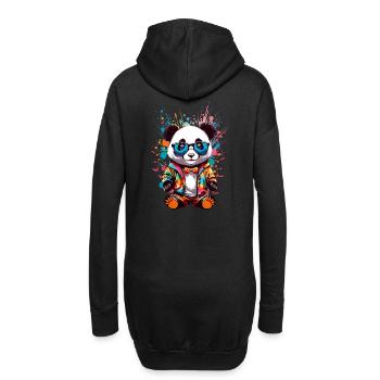 Coole Panda - Hoodie-Kleid - Schwarz - Hinten