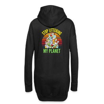 ARRÊTEZ DE JETER DES ORDURES SUR MA PLANÈTE - Sweat-shirt à capuche long Femme - noir - Dos