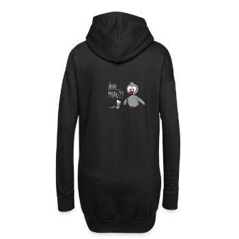 Ähhh Miau? Frecher Wurm mit Vogel - Hoodie-Kleid - Schwarz - Hinten