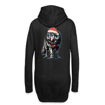 Nikolaus Weihnachtsmann Wolf Wölfe mystisch - Hoodie-Kleid - Schwarz - Hinten