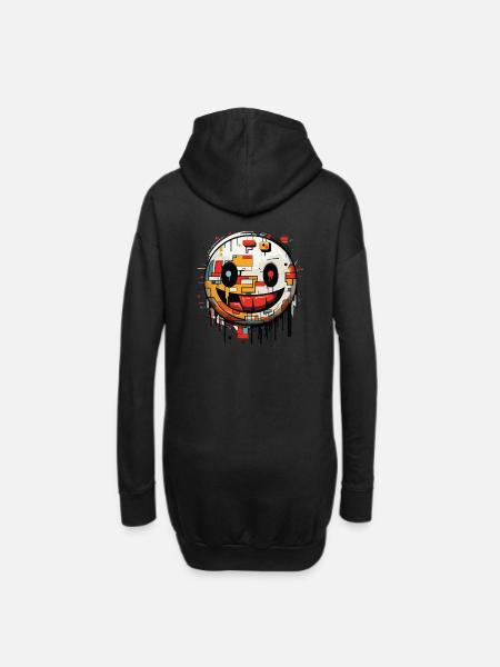 Smilie Graffiti - Hoodie-Kleid - Schwarz