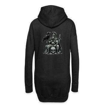 Viking avec épée et corbeau sur le crâne - Sweat-shirt à capuche long Femme - noir - Dos