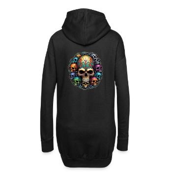 Decorative Large Skull with Small Skulls - Hoodie Dress - black - Back