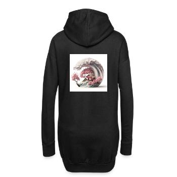 Vague de Sakura V2 - Sweat-shirt à capuche long Femme - noir - Dos