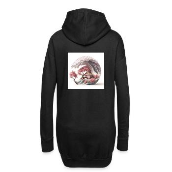 Vague de Sakura - Sweat-shirt à capuche long Femme - noir - Dos