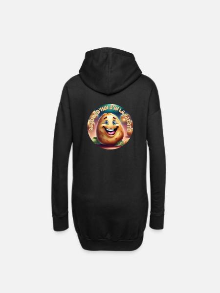 Aujourd'hui j ai la patate - Sweat-shirt à capuche long Femme - noir