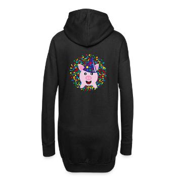 Glücksschwein zu Silvester, Neujahr oder Karneval. - Hoodie-Kleid - Schwarz - Hinten