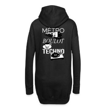 Metro Boulot TECHNO! - Sweat-shirt à capuche long Femme - noir - Dos