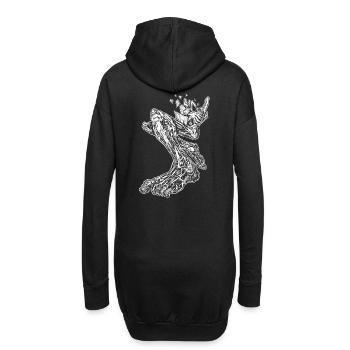 "Burst" (weiß) - Hoodie-Kleid - Schwarz - Hinten