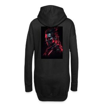 Neon Cyber Warrior Portrait #2 - Hoodie-Kleid - Schwarz - Hinten