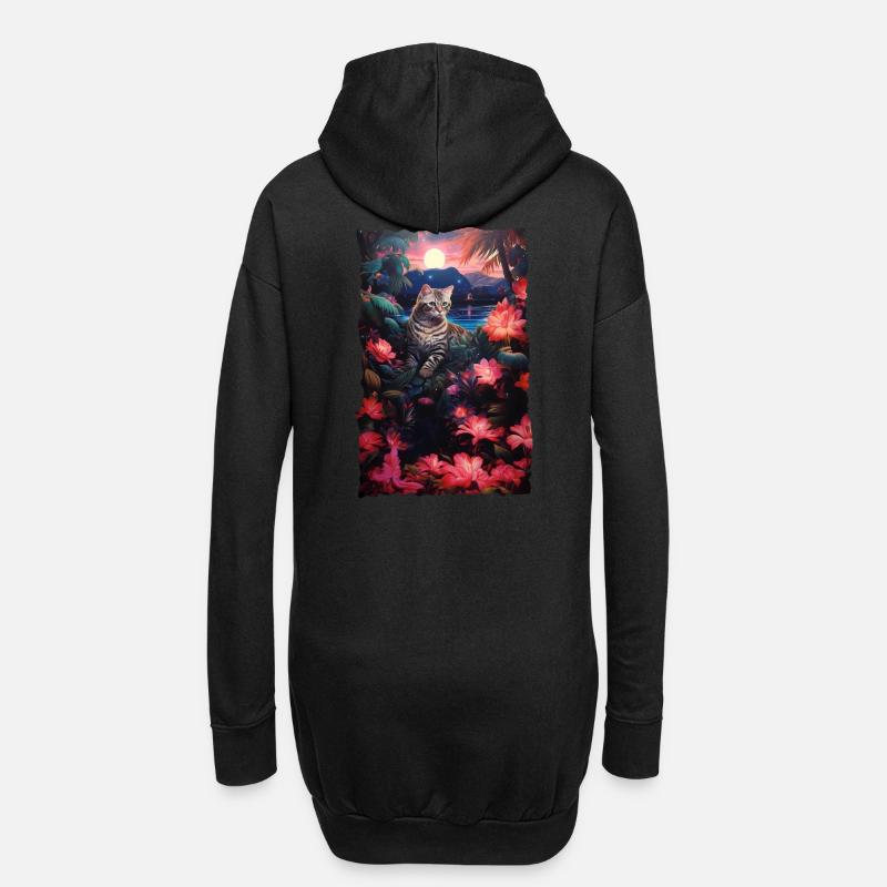 cat cats - Hoodie-Kleid - Schwarz