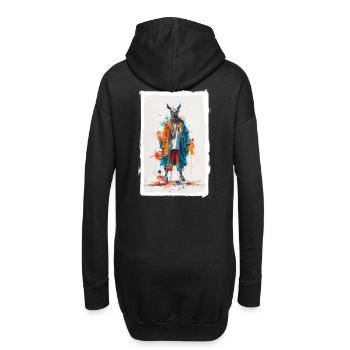 Buntes Lama - Hoodie-Kleid - Schwarz - Hinten