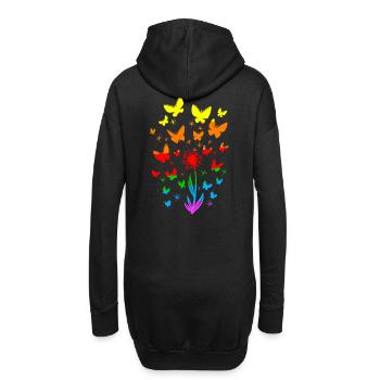 LGBT Blumen Frühling Schmetterlinge Natur - Hoodie-Kleid - Schwarz - Hinten