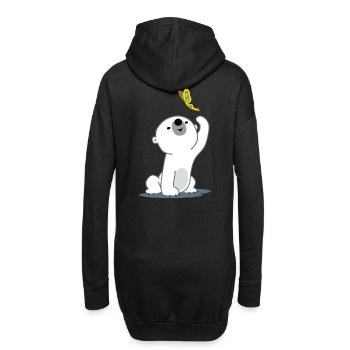 Niedlicher Trickfilm Eisbärbaby Cheerful Madness!! - Hoodie-Kleid - Schwarz - Hinten