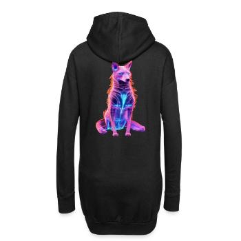 Néon Cyberwolf Art Design - Sweat-shirt à capuche long Femme - noir - Dos