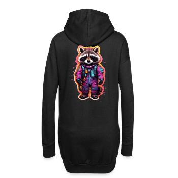 Waschbär - Hoodie-Kleid - Schwarz - Hinten