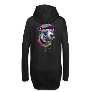 Pitbull Graffiti Hund mit Cap - Hoodie-Kleid - Schwarz - Hinten