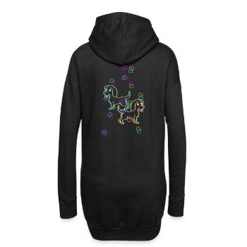 Hunde farbenfroh Retro bunt Kinder Baby Haustiere - Hoodie-Kleid - Schwarz - Hinten