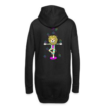 Kinder Yoga Löwe Meditation bunt farbenfroh Yogi - Hoodie-Kleid - Schwarz - Hinten