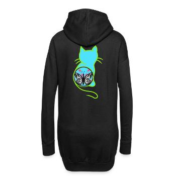 Vintage rétro printemps chat papillon des années 80 - Sweat-shirt à capuche long Femme - noir - Dos