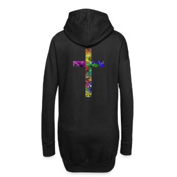 Croiser Jésus Dieu Religion Église Pape Vatican - Sweat-shirt à capuche long Femme - noir - Dos
