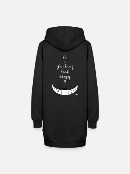 Alice verrückt Katze - Hoodie-Kleid - Schwarz