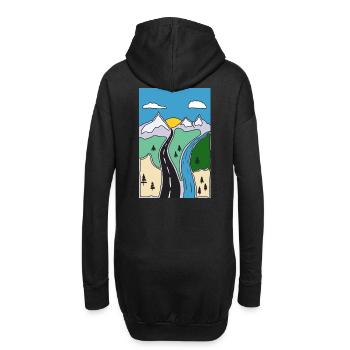 Gebirgsfluss Landschaft - Hoodie-Kleid - Schwarz - Hinten