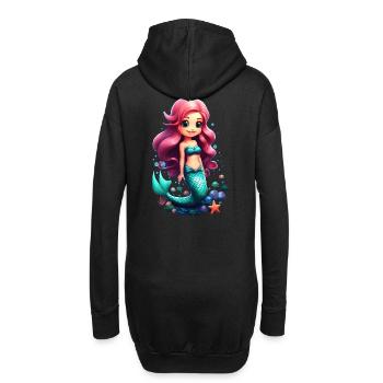 Bezaubernde Chibi Meerjungfrau mit rosa Haar - Hoodie-Kleid - Schwarz - Hinten