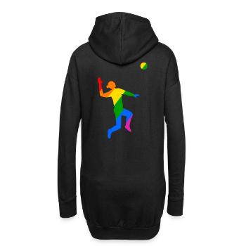 Regenbogen Sprung beim Volleyball - Hoodie-Kleid - Schwarz - Hinten