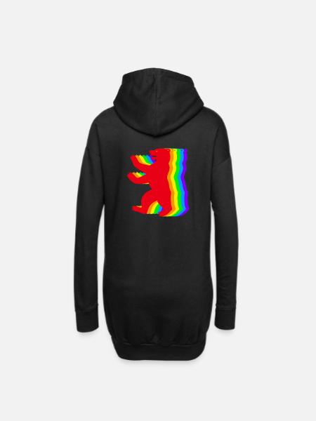 Berliner Regenbogen Bären - Hoodie-Kleid - Schwarz