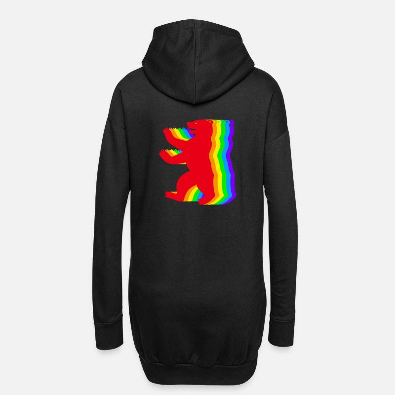 Berliner Regenbogen Bären - Hoodie-Kleid - Schwarz