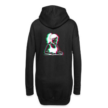 EDM - DJane - Glitch Rave Style - Hoodie-Kleid - Schwarz - Hinten