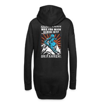 Skifahren = Glück - Hoodie-Kleid - Schwarz - Hinten