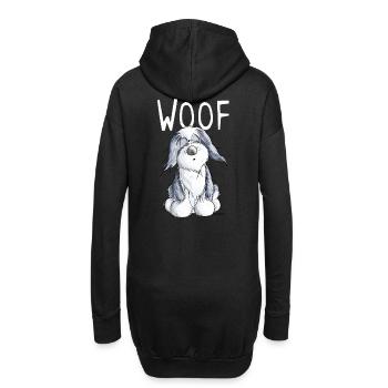 Woof Bearded Collie - Beardie - Geschenk - Comic - Hoodie-Kleid - Schwarz - Hinten