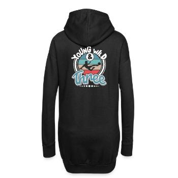 Fußball 3 Jahre Kinder Kindergeburtstag - Hoodie-Kleid - Schwarz - Hinten