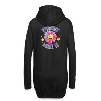 positive attitude, embrasse la vie, joie de vivre - Sweat-shirt à capuche long Femme - noir - Dos