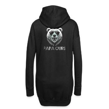 Tête ours cool avec lunettes de soleil. papa ours - Sweat-shirt à capuche long Femme - noir - Dos