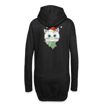 Katze mit Weihnachtsbaum - Hoodie-Kleid - Schwarz - Hinten