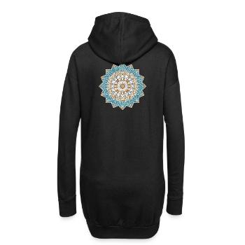 Persisches Mandala – Blau & Gold - Hoodie-Kleid - Schwarz - Hinten
