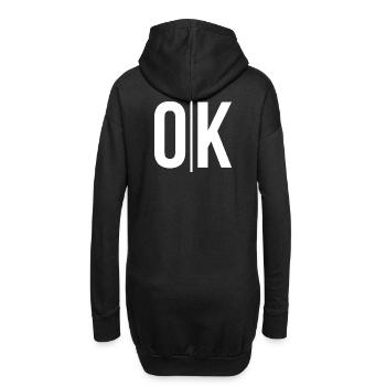 Klares OK Typo auf Schwarz - Hoodie-Kleid - Schwarz - Hinten