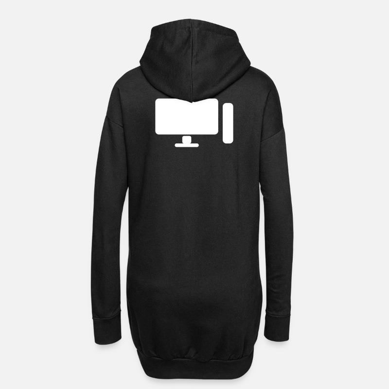 Minimal PC Setup Icon – Gamer Design - Hoodie-Kleid - Schwarz