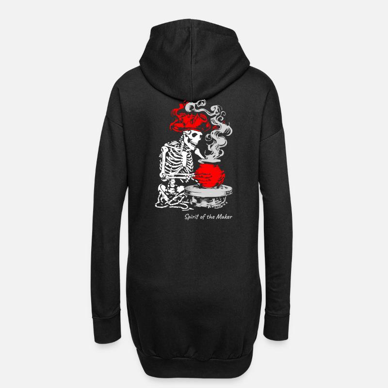 Der Geist des Schöpfers – Skelett-Handwerksdesign - Hoodie-Kleid - Schwarz