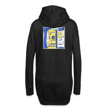 Japanischer städtischer Waschsalon nachts - Hoodie-Kleid - Schwarz - Hinten