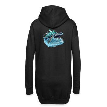 Danse des vagues de tortues néon - Sweat-shirt à capuche long Femme - noir - Dos