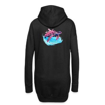 Tortue rose sauvage en vague - Sweat-shirt à capuche long Femme - noir - Dos