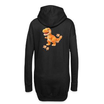 Niedlicher Dino mit Fußspuren | Freundliches Dinos - Hoodie-Kleid - Schwarz - Hinten