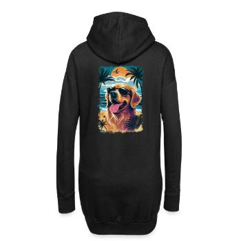 Golden retriever avec des lunettes de soleil sur la plage - Sweat-shirt à capuche long Femme - noir - Dos
